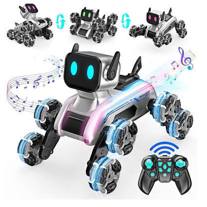 Robot de Juguete Almalux® con Forma de Perro – Coche RC 8WD con Control Remoto y Sensor de Mano | Luces y Sonido | Recargable | Para Niños de 6 a 13 años