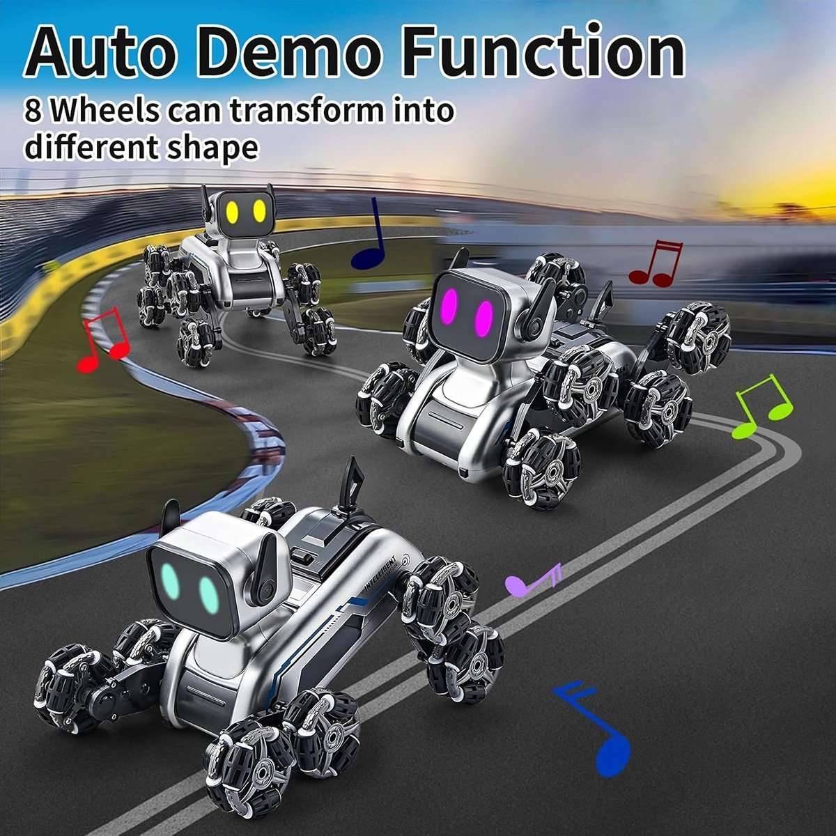 Robot de Juguete Almalux® con Forma de Perro – Coche RC 8WD con Control Remoto y Sensor de Mano | Luces y Sonido | Recargable | Para Niños de 6 a 13 años