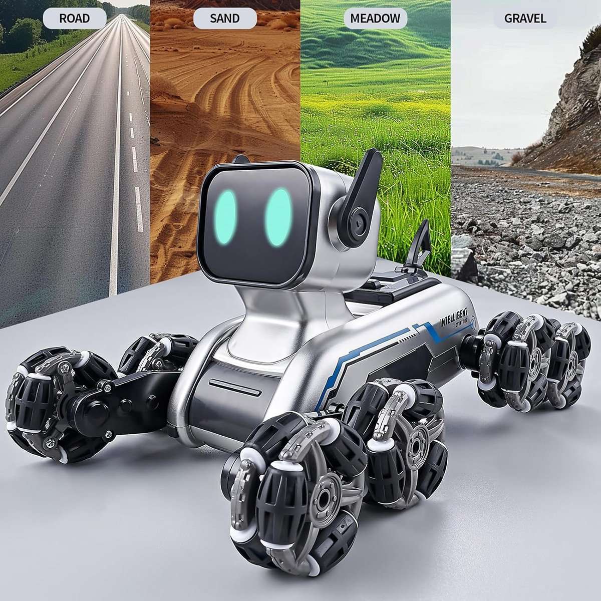 Robot de Juguete Almalux® con Forma de Perro – Coche RC 8WD con Control Remoto y Sensor de Mano | Luces y Sonido | Recargable | Para Niños de 6 a 13 años