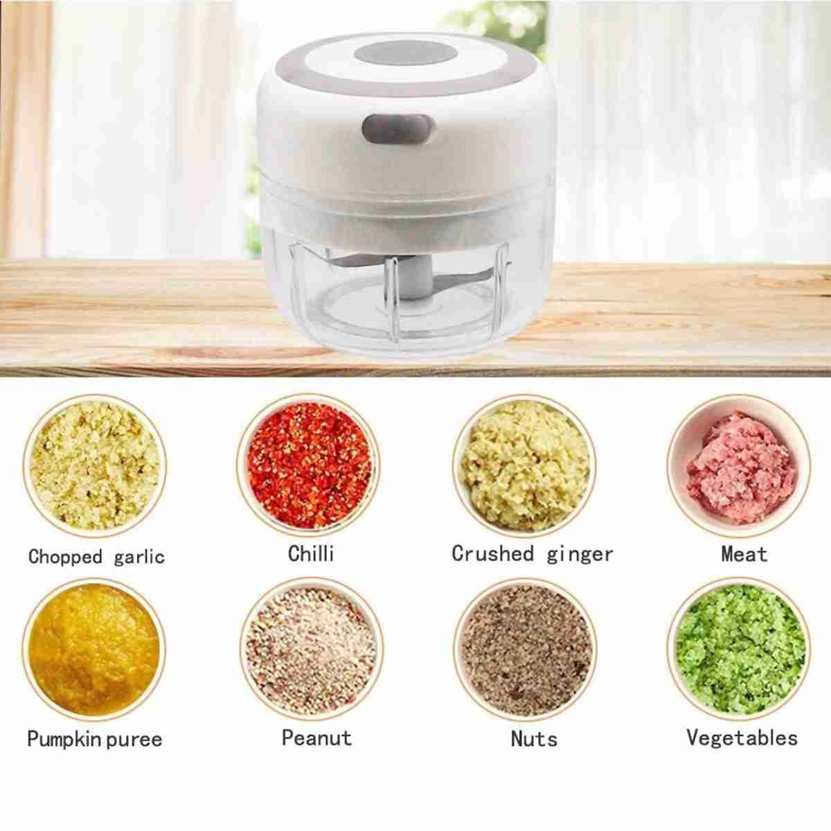 Mini Picadora Multifunción Recargable Almalux® de 250ml -  cuchillas de acero inoxidable -  30W