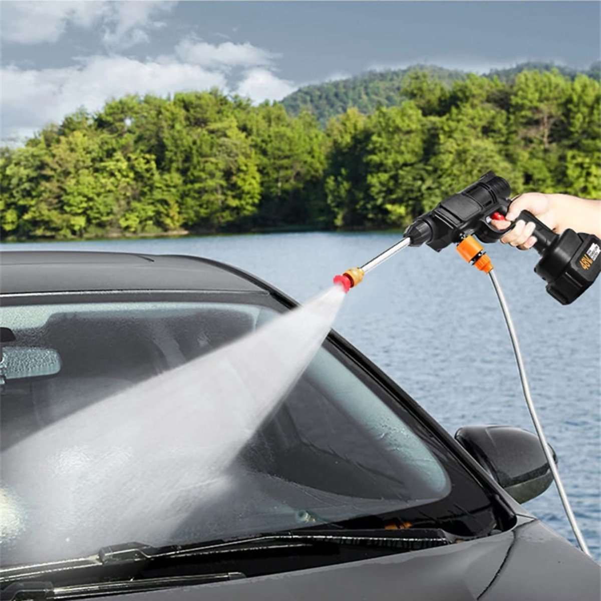 Pistola de Agua a Presión Almalux® – Inalámbrica, 30 Bar, con Batería y Accesorios | Limpieza de Coches, Jardín y Hogar