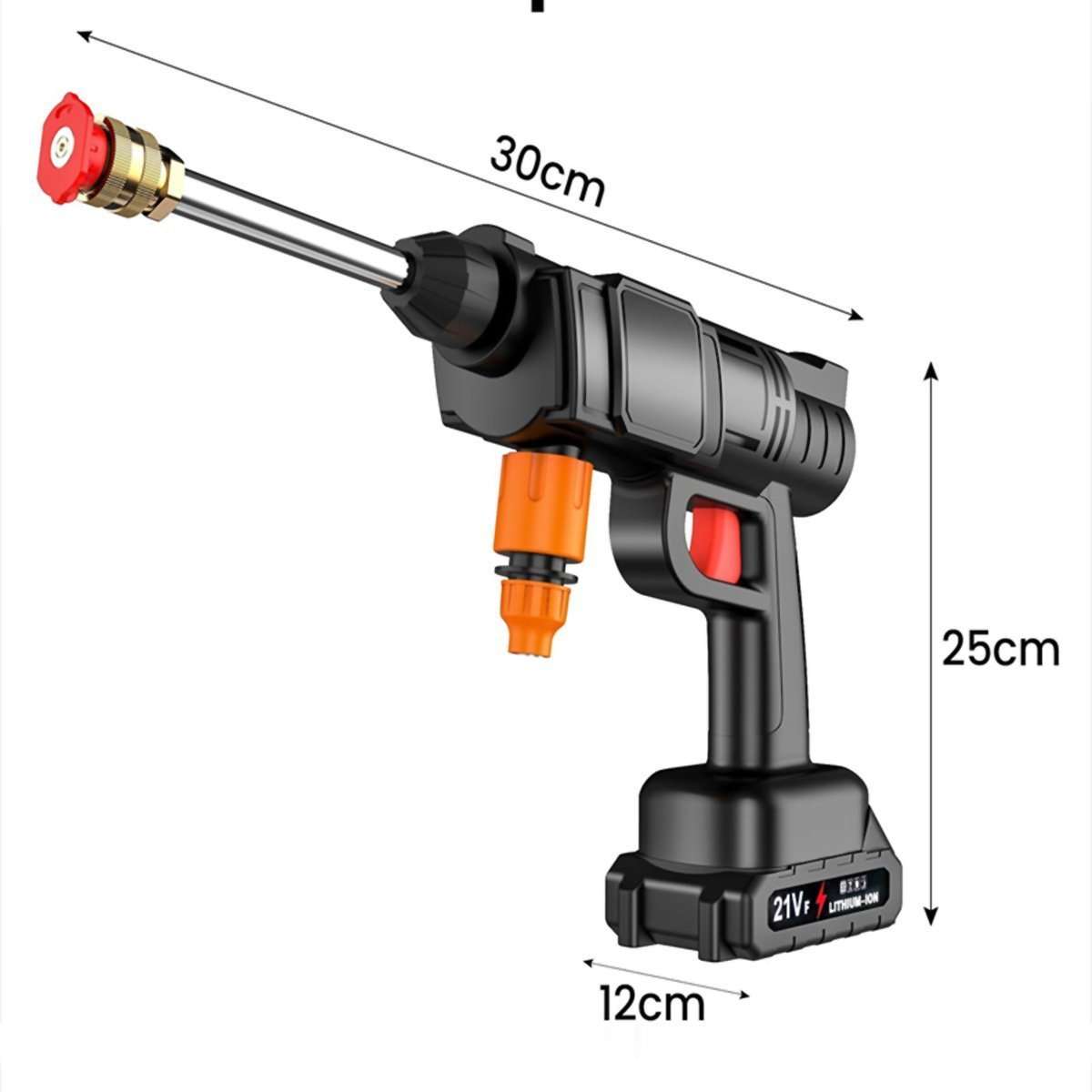 Pistola de Agua a Presión Almalux® – Inalámbrica, 30 Bar, con Batería y Accesorios | Limpieza de Coches, Jardín y Hogar