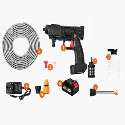 Pistola de Agua a Presión Almalux® – Inalámbrica, 30 Bar, con Batería y Accesorios | Limpieza de Coches, Jardín y Hogar