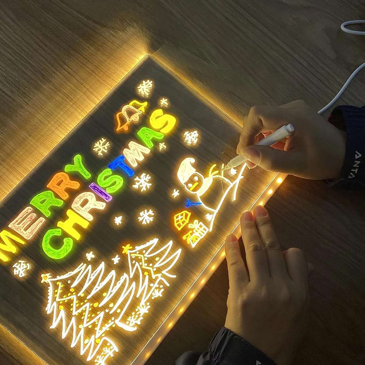 Pizarra de Escritura Led Almalux® con 7 Rotuladores de Colores para Mensajes, Dibujos, etc