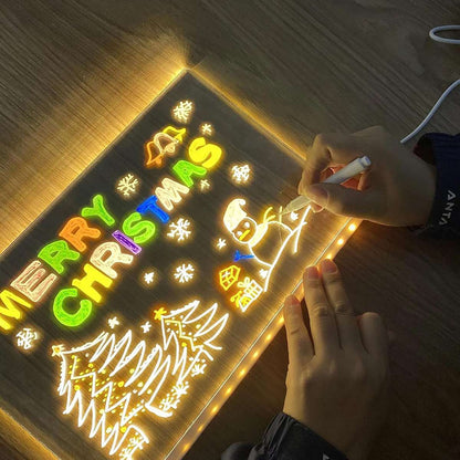 Pizarra de Escritura Led Almalux® con 7 Rotuladores de Colores para Mensajes, Dibujos, etc