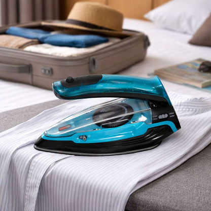 Plancha de Viaje Almalux® 1100W Plegable con Vapor Vertical, Suela Antiadherente de Teflón, Voltaje Dual y Depósito 9 ml Compacta y Portátil