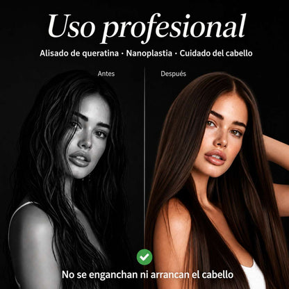 Plancha de Pelo Profesional Almalux® HLQ-006 - Placas Cerámicas 3D, Control Digital con Pantalla LED (150°C - 230°C), Calentamiento Rápido en 30s para Queratina, Nanoplastia, Alisado y Ondas