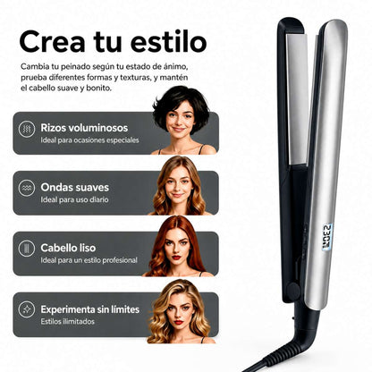 Plancha de Pelo Profesional Almalux® HLQ-006 - Placas Cerámicas 3D, Control Digital con Pantalla LED (150°C - 230°C), Calentamiento Rápido en 30s para Queratina, Nanoplastia, Alisado y Ondas