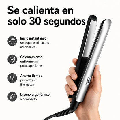 Plancha de Pelo Profesional Almalux® HLQ-006 - Placas Cerámicas 3D, Control Digital con Pantalla LED (150°C - 230°C), Calentamiento Rápido en 30s para Queratina, Nanoplastia, Alisado y Ondas