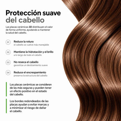 Plancha de Pelo Profesional Almalux® HLQ-006 - Placas Cerámicas 3D, Control Digital con Pantalla LED (150°C - 230°C), Calentamiento Rápido en 30s para Queratina, Nanoplastia, Alisado y Ondas