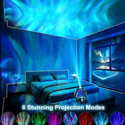 Proyector de Galaxia Almalux® Portal Interestelar con Bola de Plasma, Aurora Boreal, Ruido Blanco, Altavoz, Despertador y Mando