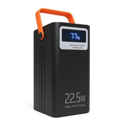 PowerBank 100.000 mAh Almalux® – Carga Rápida 22.5W, 4 USB-A, 2 Cables Integrados (USB-C y Lightning), 3 Puertos Adicionales, Pantalla LED y Linterna