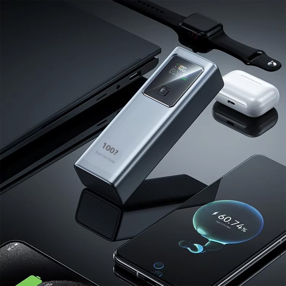 Cargador PowerBank Almalux, Batería Externa de Carga Súper Rápida de 20.000 mAH y 100W