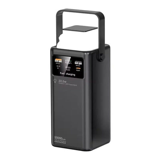 PowerBank Almalux, Banco de energía, Cargador Portátil de 50000mAh, 22.5W con carga rápida y Luz Led incorporada
