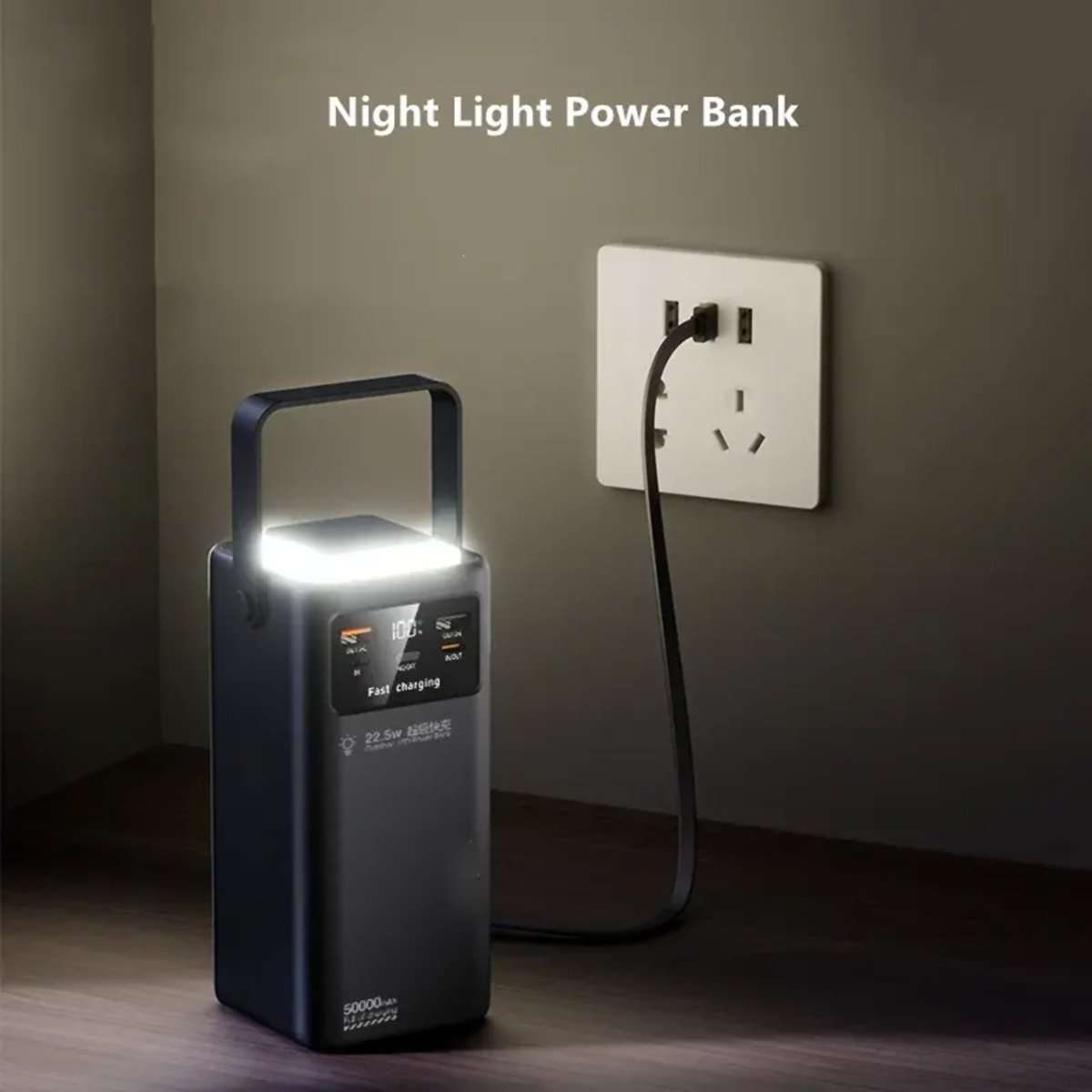 PowerBank 50.000mAh Almalux®, Banco de energía, Cargador Portátil, 22.5W con carga rápida y Luz Led incorporada