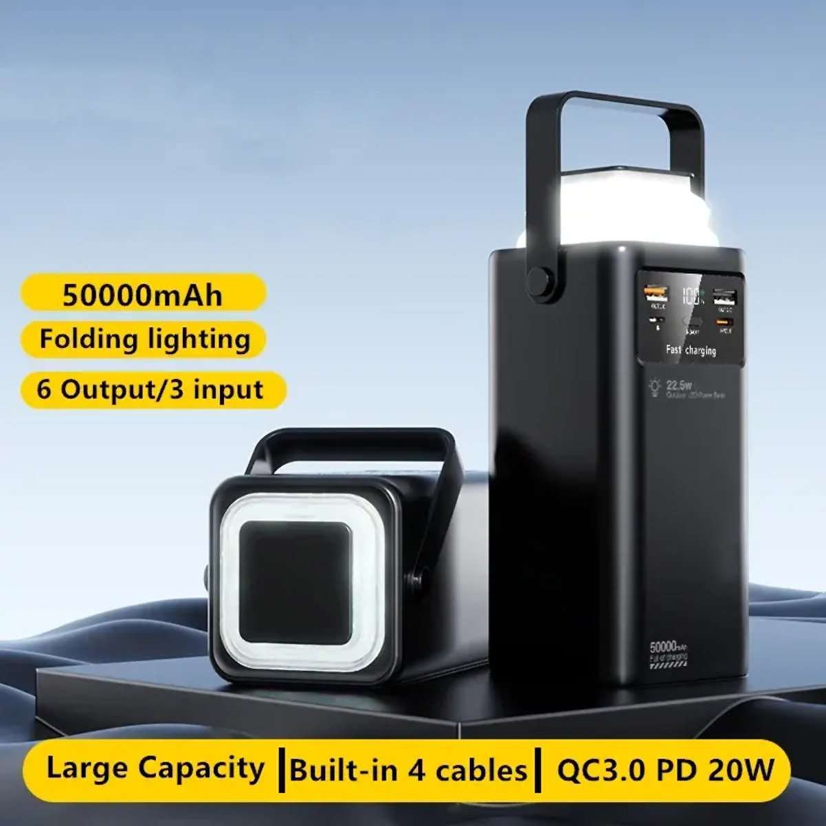 PowerBank 50.000mAh Almalux®, Banco de energía, Cargador Portátil, 22.5W con carga rápida y Luz Led incorporada