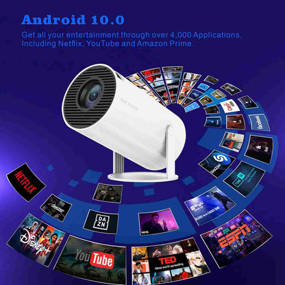 Almalux® Mini Proyector Portátil 4K con Android integrado -  WiFi 6 -  Bluetooth 5 -  pantalla de 130 pulgadas -  Cine en casa