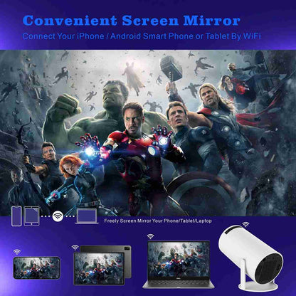 Almalux® Mini Proyector Portátil 4K con Android integrado -  WiFi 6 -  Bluetooth 5 -  pantalla de 130 pulgadas -  Cine en casa