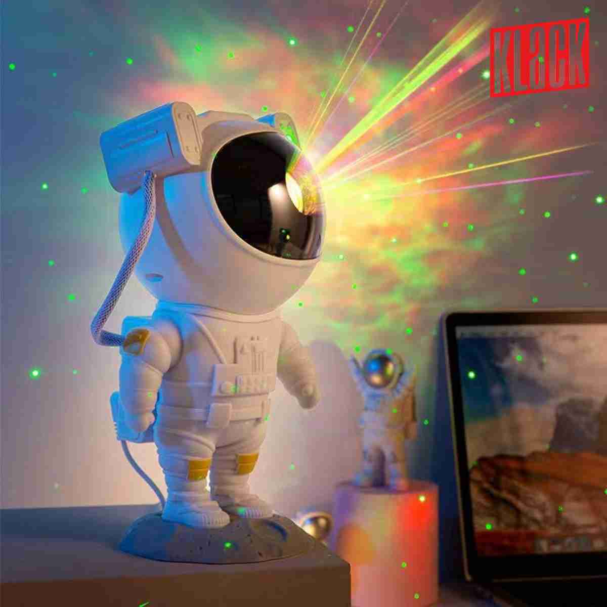 Proyector de luz Almalux® de astronauta de cielo nocturno con 7 efectos de nebulosa 360° para niños y adultos