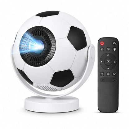 Mini Proyector Portátil Almalux® Balón de Fútbol, Android 14, WiFi 6, Bluetooth 5.4, Compatible 4K, Auto Keystone, Giro 180°, 170 ANSI, HDMI USB