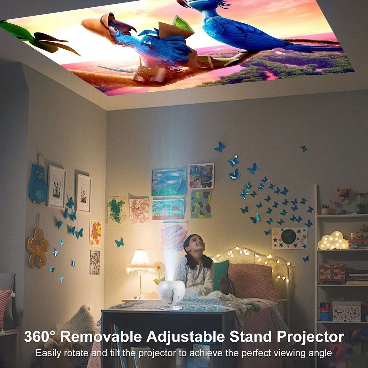 Proyector Portátil Almalux® 1080P – Soporte 4K, Android 11, WiFi 6, Bluetooth 5.2, Giro 360° y Autoajuste de Imagen