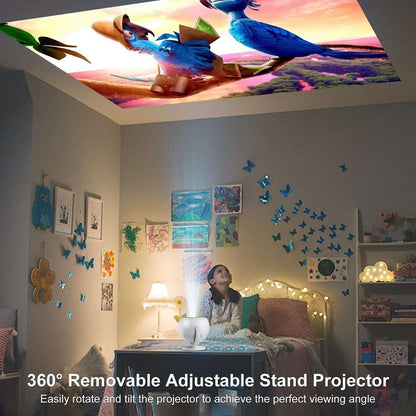 Proyector Portátil Almalux® 1080P – Soporte 4K, Android 11, WiFi 6, Bluetooth 5.2, Giro 360° y Autoajuste de Imagen