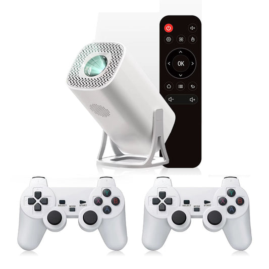 Proyector Consola Almalux S40 MAX 4K HD 1080P hasta 150", Bluetooth, Android 11, con 2 Controladores De Juegos Inalámbricos y 15.000 Juegos Integrados