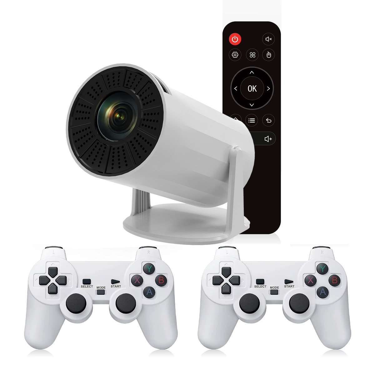 Proyector Consola Almalux® S40 MAX 4K HD 1080P hasta 150", Bluetooth, Android 11, con 2 Controladores De Juegos Inalámbricos y 15.000 Juegos Integrados