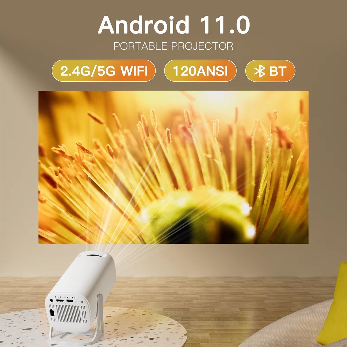 Proyector Consola Almalux S40 MAX 4K HD 1080P hasta 150", Bluetooth, Android 11, con 2 Controladores De Juegos Inalámbricos y 15.000 Juegos Integrados