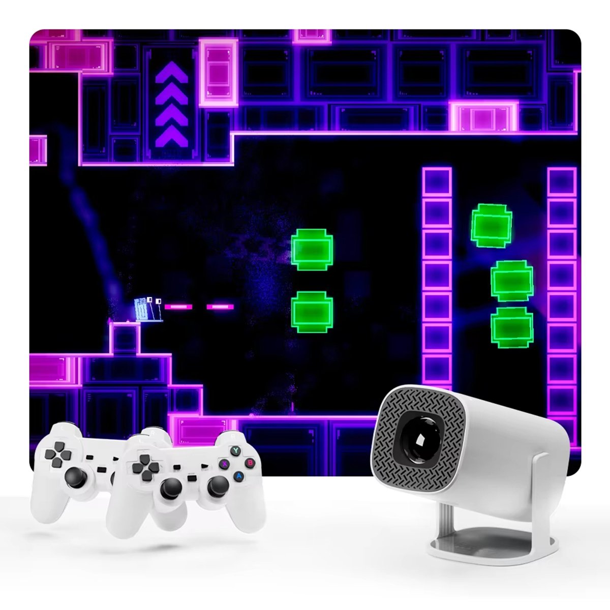 Proyector Consola Almalux S40 MAX 4K HD 1080P hasta 150", Bluetooth, Android 11, con 2 Controladores De Juegos Inalámbricos y 15.000 Juegos Integrados