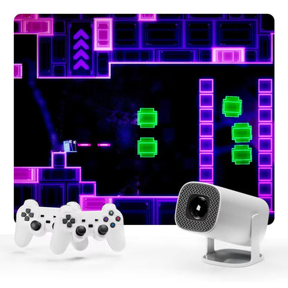 Proyector Consola Almalux S40 MAX 4K HD 1080P hasta 150", Bluetooth, Android 11, con 2 Controladores De Juegos Inalámbricos y 15.000 Juegos Integrados