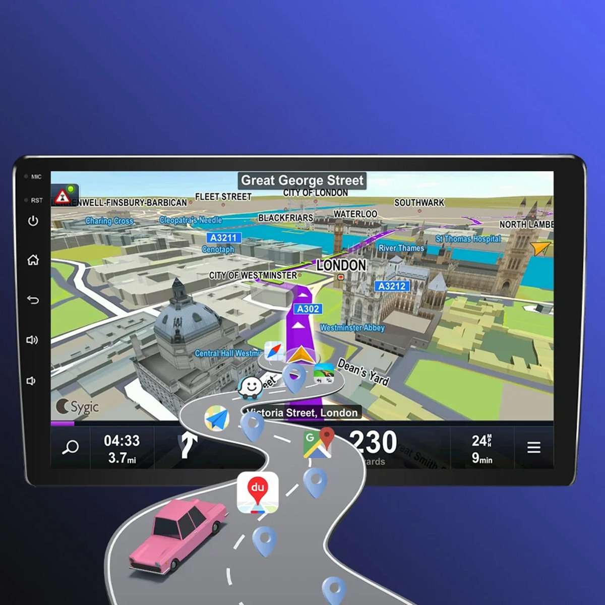 Reproductor Multimedia Almalux® Android 1 DIN Universal – Pantalla 9" QLED, GPS, CarPlay & Android Auto | 6GB DDR RAM + 64GB ROM
