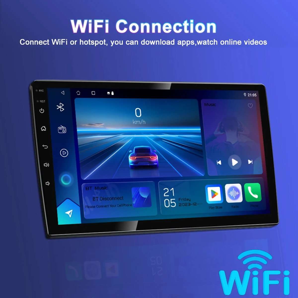 Reproductor Multimedia Almalux® Android 1 DIN Universal – Pantalla 9" QLED, GPS, CarPlay & Android Auto | 6GB DDR RAM + 64GB ROM