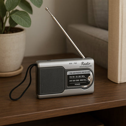 Radio Portátil AM/FM Almalux® con Altavoz Incorporado y Salida de Audio – Compacta y Práctica