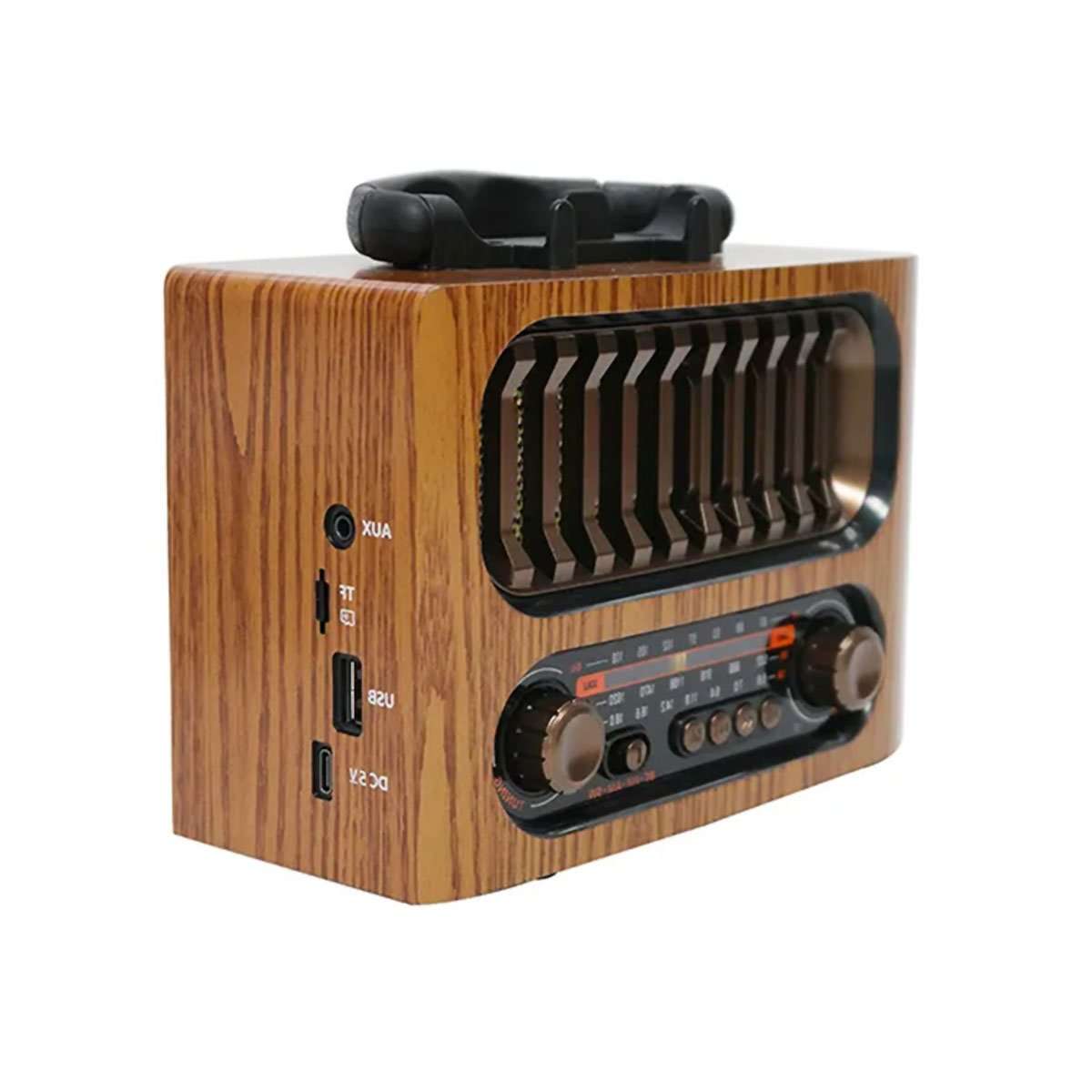 Radio Retro Almalux® Portátil – Efecto Madera, FM/AM, Altavoz Bluetooth, USB y MicroSD | Funciona con Pilas o Batería