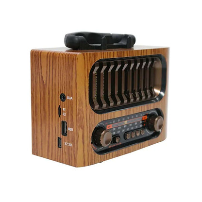 Radio Retro Almalux® Portátil – Efecto Madera, FM/AM, Altavoz Bluetooth, USB y MicroSD | Funciona con Pilas o Batería