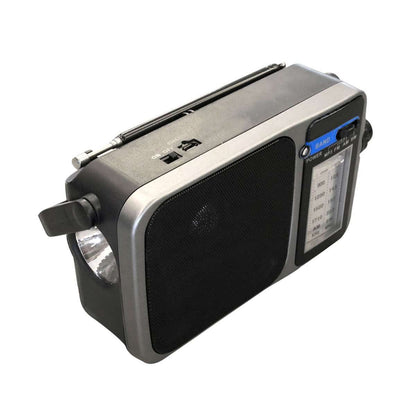 Radio de Emergencia Almalux® Portátil AM/FM con Linterna | Batería Recargable y Pilas | Negra