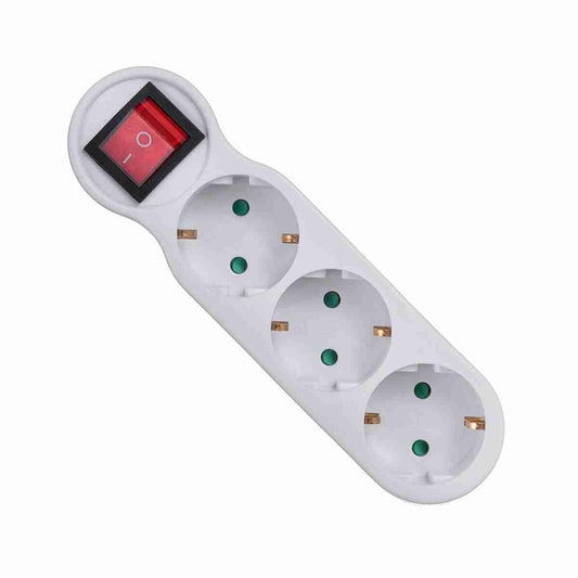 Regleta de 3 enchufes Almalux® con interruptor y toma de tierra -  16A -  MAX 3680W