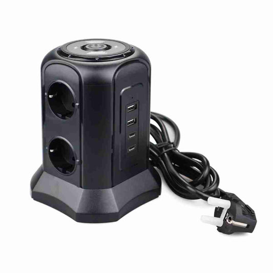 Regleta Almalux® de Enchufes Vertical con interruptor y 6 Schuko -  2 USB C y 2 USB A -  4000W/16A -  Carga inalámbrica y Cable de 2 metros