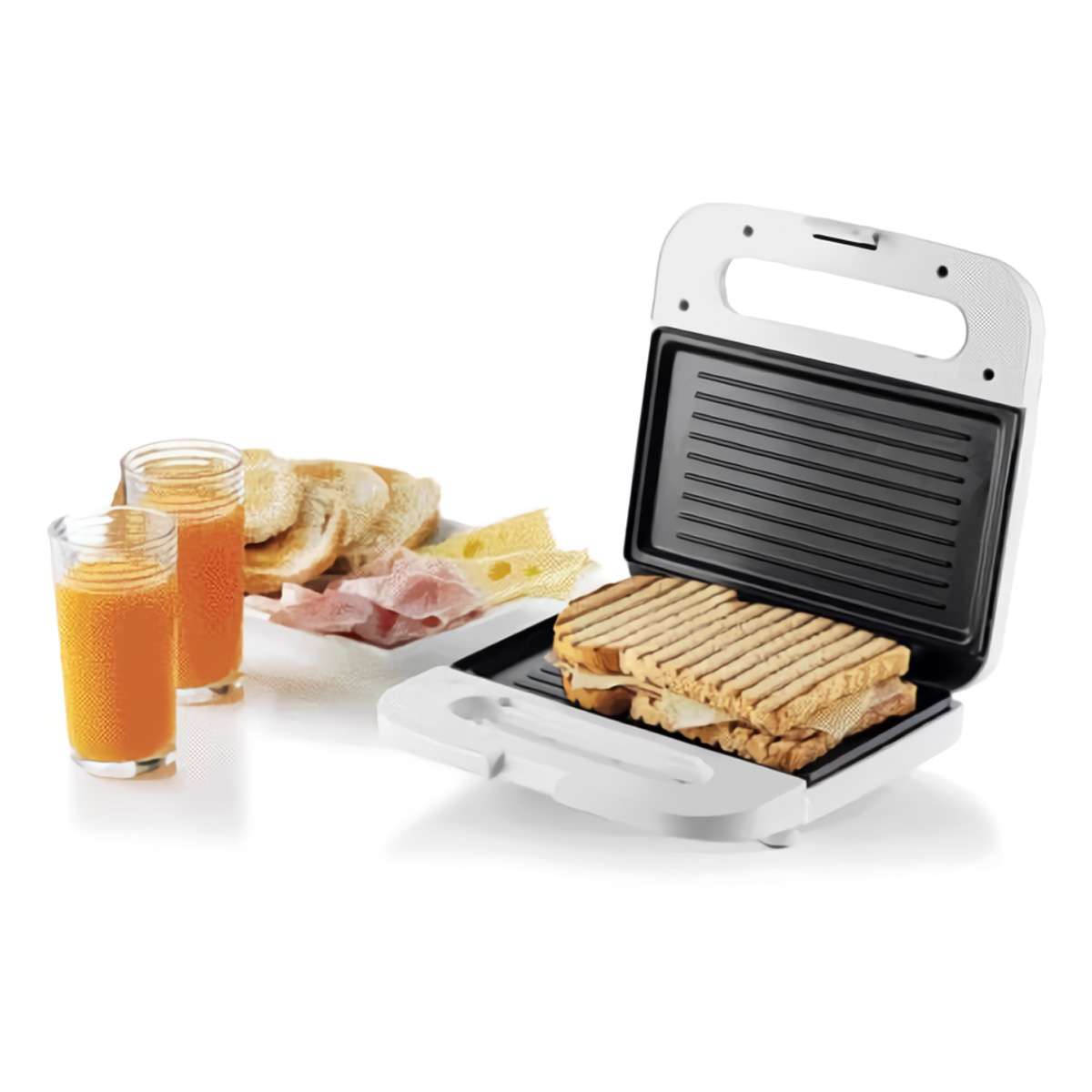 Sandwichera Grill Almalux® 750W Antiadherente con Indicador Luminoso de Temperatura y Base Antideslizante Compacta