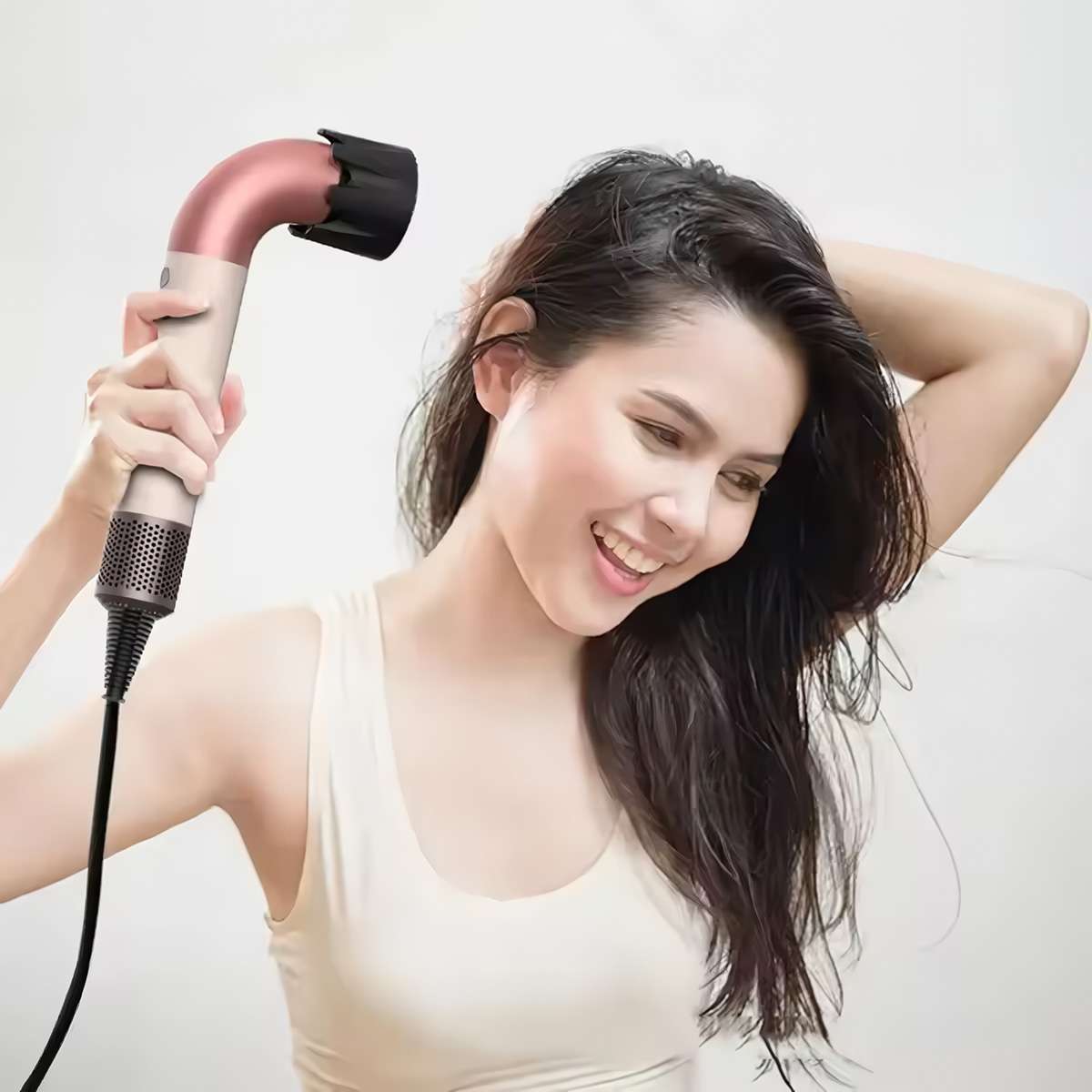 Secador de pelo Almalux® SECDYS CURVO sin aspas 5 en 1 con iones negativos, 1400W con Accesorios – Secado rápido, potente y silencioso