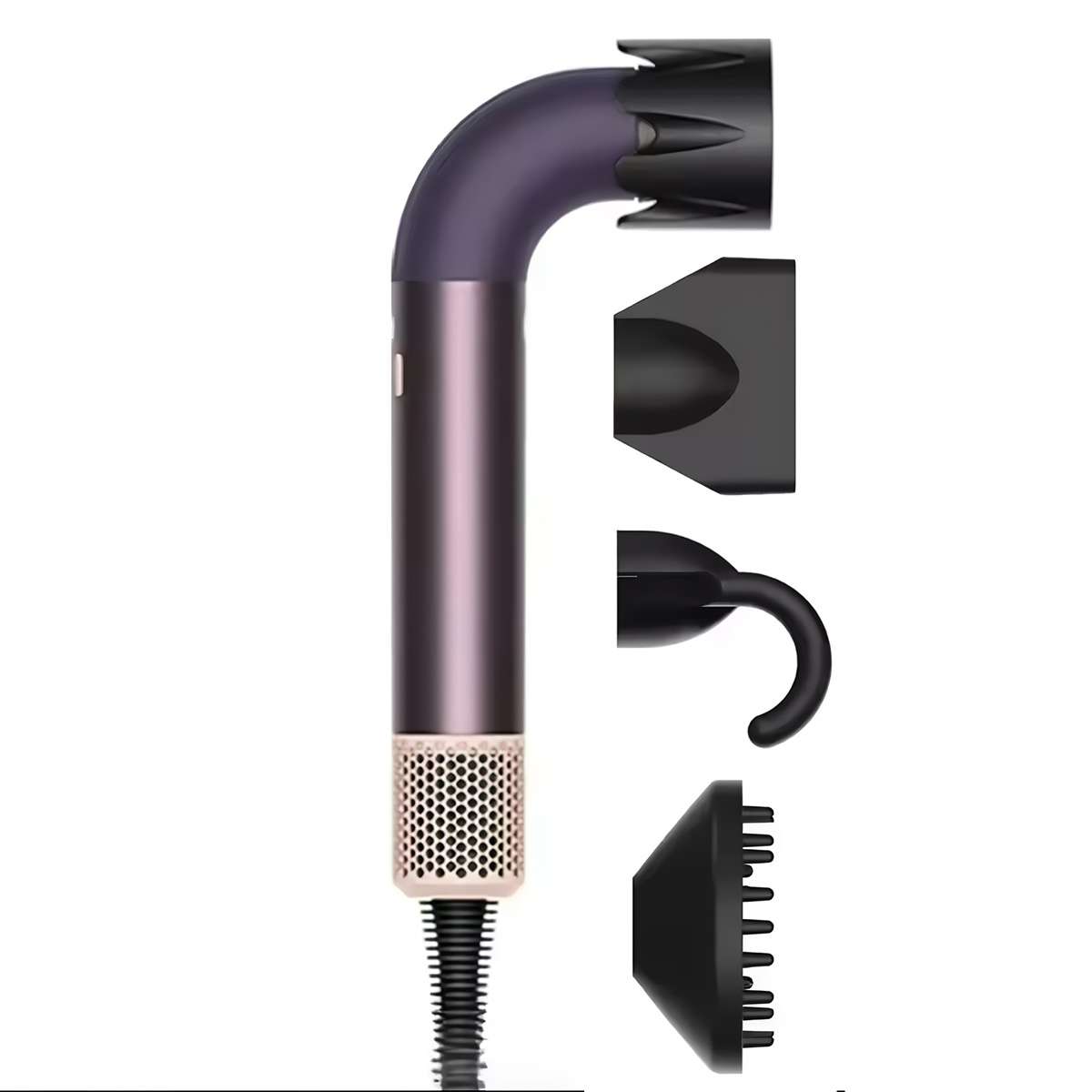 Secador de pelo Almalux® SECDYS CURVO sin aspas 5 en 1 con iones negativos, 1400W con Accesorios – Secado rápido, potente y silencioso