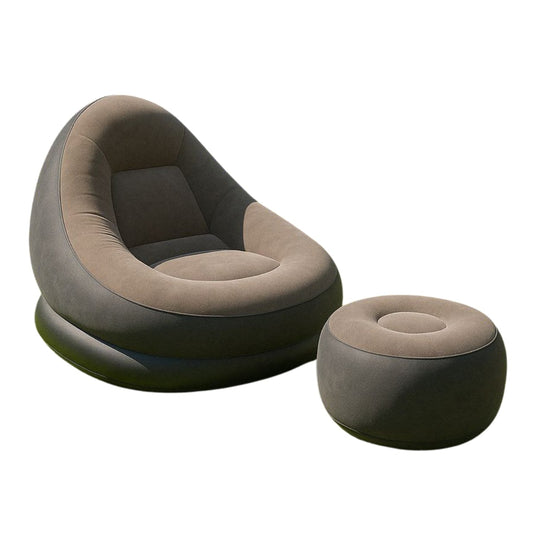 Sofá Inflable Almalux® Aterciopelado con reposa pies y bomba de hinchado – Comodidad Ergonómica en Cualquier Espacio