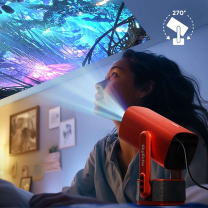 Proyector Portátil Almalux® SkyEcho FreeONE 4K con Android, WiFi 6, Corrección automática, Auto Foco y Soporte Giratorio 270°