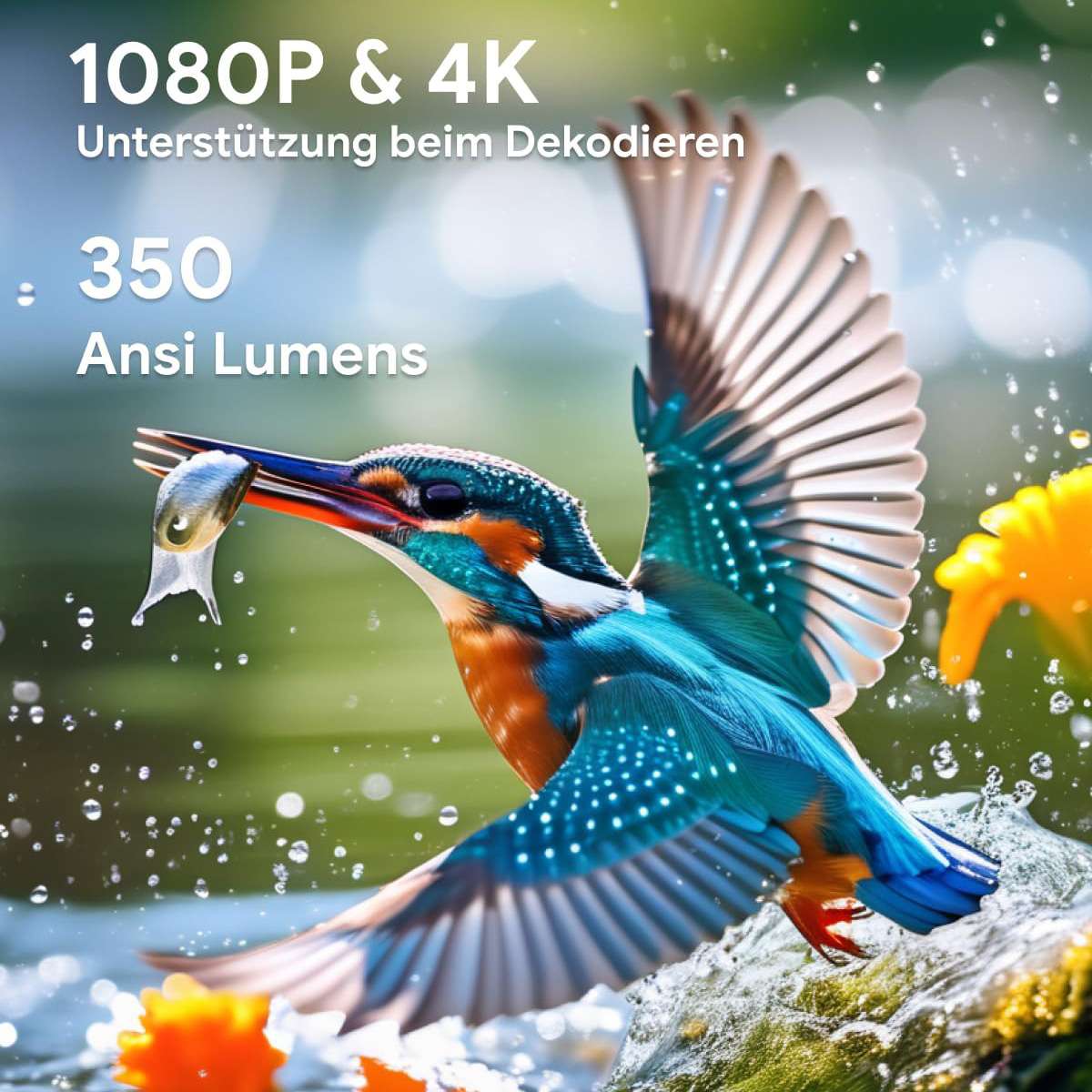 Proyector Portátil Almalux® SkyEcho FreeONE 4K con Android, WiFi 6, Corrección automática, Auto Foco y Soporte Giratorio 270°