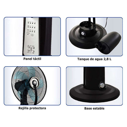 Ventilador Almalux® con Nebulizador y Mando a Distancia 90W, Ø40 cm, 120 cm, Oscilante y Temporizador