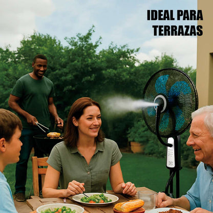 Ventilador Almalux® con Nebulizador y Mando a Distancia 90W, Ø40 cm, 120 cm, Oscilante y Temporizador