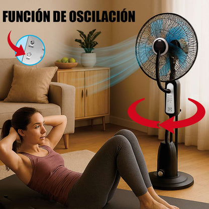 Ventilador Almalux® con Nebulizador y Mando a Distancia 90W, Ø40 cm, 120 cm, Oscilante y Temporizador
