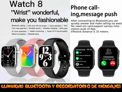 Smartwatch llamadas frecuencia cardíaca presión arterial Blanco