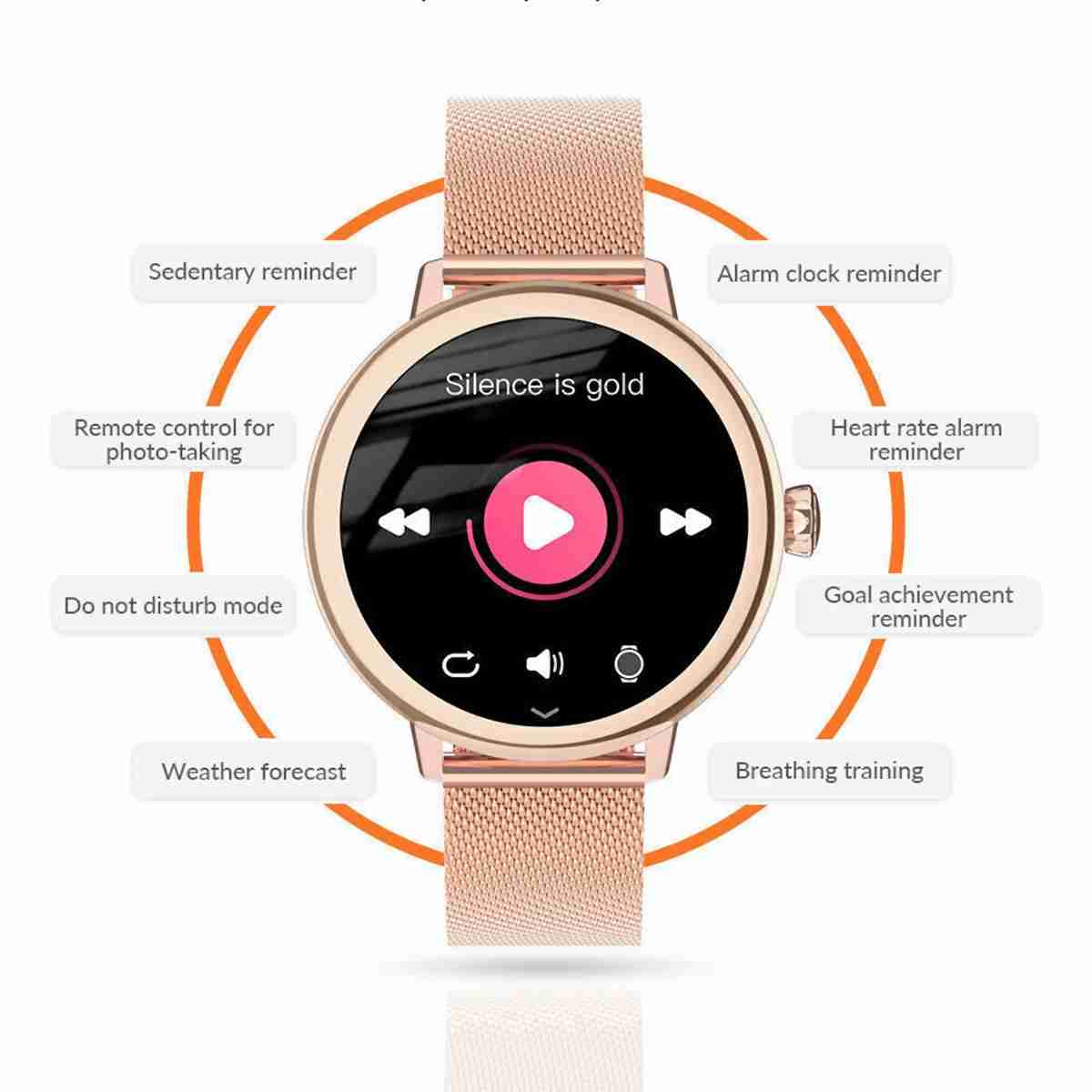 Smartwatch Almalux® para Mujer de Lujo -  Pantalla Amoled -  Llamadas Bluetooth -  Notificaciones -  100 modos deportivos -  monitor de salud